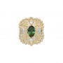 14 Karat Gold Slide with Green Tourmaline center and Diamond accents