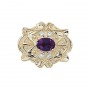 14 Karat Gold Slide with Amethyst center and Diamond accents