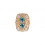 14 Karat Gold Slide with Blue Zircon center and Diamond accents