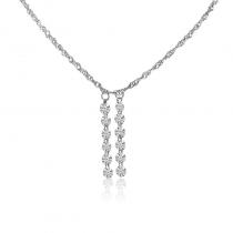 14K White Gold Double Pierced Dangling Dashing Diamonds 18 inch Necklace