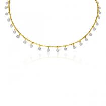 14K Yellow Gold Dashing Diamonds 24 Diamond 1.20 Ct 15 inch Necklace