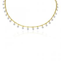 14K Yellow Gold Dashing Diamonds 24 Diamond 1.20 Ct 16 inch Necklace