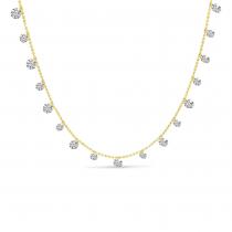 14K Yellow Gold Dashing Diamonds Half Cleopatra 1.99 Ct 17 inch Necklace