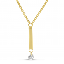 14K Yellow Gold Dangling Bar Pierced Diamond Dashing Diamond Necklace