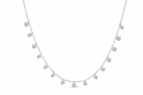 14K White Gold Fifteen Stone Dashing Diamond Necklace