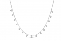 14K White Gold Dashing Diamonds 15 Diamond 0.75 ct 18 inch Necklace