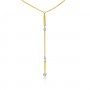 14K Yellow Gold Dangling Bar Pierced Diamond Fashion Necklace