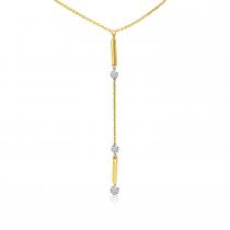 14K Yellow Gold Dangling Bar Pierced Diamond Fashion Necklace