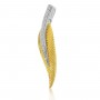 14K Two Tone Yellow and White Gold Diamond Leaf Pendant