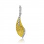 14K Two Tone Yellow and White Gold Textured Diamond Fashion Pendant