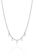 14K White Gold 5 Stone Pierced Double Diamond Dashing Diamond Necklace