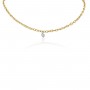 14K Yellow Gold Single Pierced Diamond Dashing Diamond Brushed Chain Necklace
