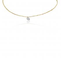 14K Yellow Gold Single Pierced Diamond Dashing Diamond Necklace