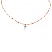 14K Rose Gold Single Pierced Dangling Diamond Dashing Diamond Necklace