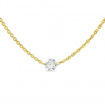 14K Yellow Gold Single Dashing Diamond Cable Chain Necklace