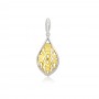 14K Two Tone Yellow and White Gold Filigree Diamond Pendant