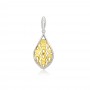 14K Two Tone Yellow and White Gold Filigree Diamond Pendant