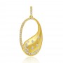 14K Yellow Brushed Gold Oval Diamond Fashion Pendant