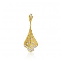 14K Brushed Yellow Gold Fan Diamond Fashion Pendant