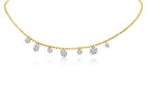 14K Yellow Gold Dashing Diamond 7 stone Diamond By the Yard 18 Necklace\"