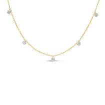 14K Yellow Gold 5 Diamond .50 ct Dashing Diamond 18 inch Cable Chain Necklace