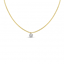 14K Yellow Gold Dashing Diamond Single Diamond Adjustable 22 inch Cable Necklace