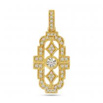 14K Yellow Gold Art Deco Diamond Pendant