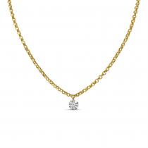 14K Yellow Gold .15 Single Dashing Diamond 18 inch Rolo Chain Necklace