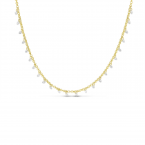 14K Yellow Gold Dashing Diamond 24-Stone Rolo Necklace