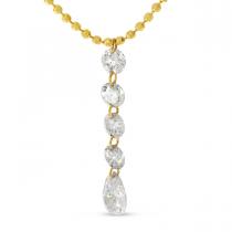 14K Yellow Gold Round/Pear .54 ct Dashing Diamond Drop 18 inch Bead Necklace