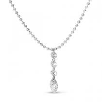 14K White Gold Round/Marquise .37 ct Dashing Diamond 18 inch Bead Necklace