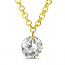 14K Yellow Gold Dashing Diamond Single Pierced Cable Necklace