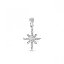 14K White Gold Small Diamond Starburst Pendant