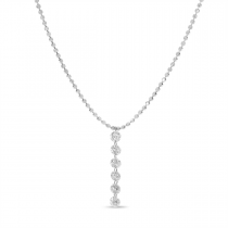 14K White Gold Dashing Diamond 6 Pierced Diamonds Bead Chain Necklace