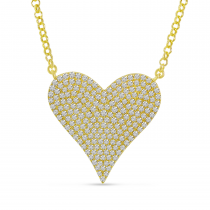 14K Yellow Gold Diamond Heart Necklace