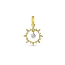 14K Yellow Gold Dashing Diamonds Sun Pendant