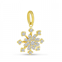 14K Yellow Gold Diamond Snowflake Pendant