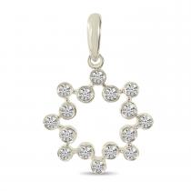 14K White Gold Diamond Bezel Circle Pendant
