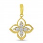 14K Yellow Gold Diamond Floral Millgrain Pendant