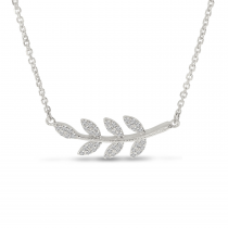 14K White Gold East 2 West Diamond Leaf Necklace