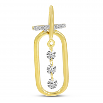 14K Yellow Gold Dashing Diamond Large Paper Clip Pendant