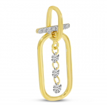 14K Yellow Gold Dashing Diamond Large Paper Clip Pendant