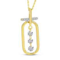 14K Yellow Gold Dashing Diamond Large Paper Clip Pendant