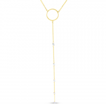 14K Yellow Gold Dashing Diamond Circle Lariat Necklace