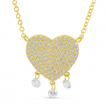 14K Yellow Gold Dashing Diamond Heart Necklace