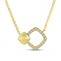 14K Yellow Gold Diamond Open Square Necklace