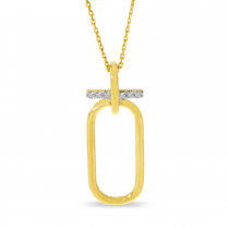 14K Yellow Gold Diamond Wire Paperclip Pendant