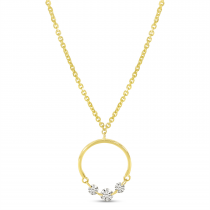 14K Yellow Gold Dashing Diamond Half Circle Necklace