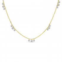 14K Yellow Gold Dashing Diamonds 3-Diamond 5-Station Necklace