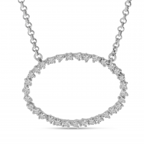 14K White Gold Diamond Oval Scattered Necklace